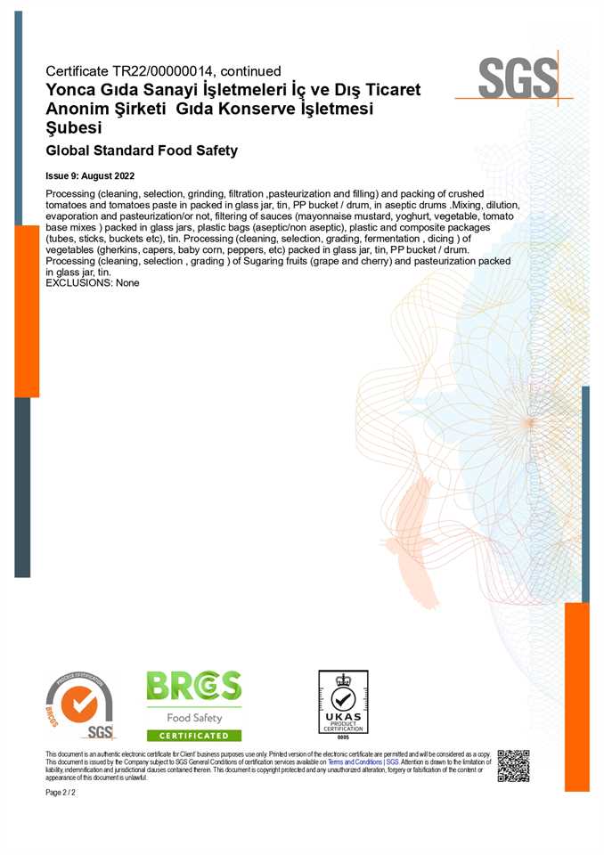YONCA GIDA BRC FOOD EN 2